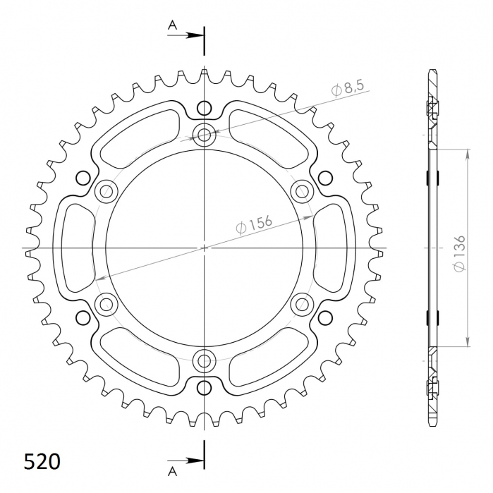 Rear sprocket SUPERSPROX STEALTH RST-1512:47-GLD auriu 47T, 520 [2]