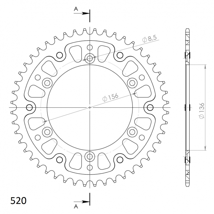 Rear sprocket SUPERSPROX STEALTH RST-1512:48-GLD auriu 48T, 520 [2]