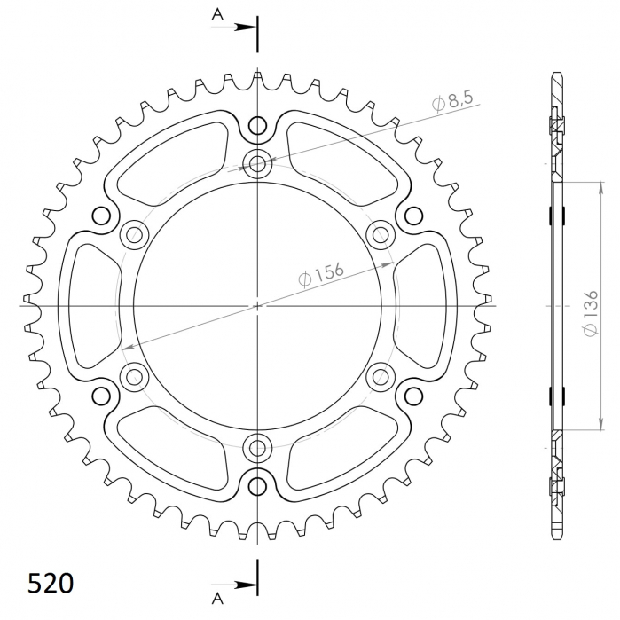 Rear sprocket SUPERSPROX STEALTH RST-1512:49-GLD auriu 49T, 520 [2]