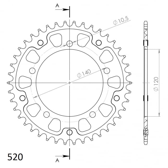 Rear sprocket SUPERSPROX STEALTH RST-1793:43-GLD auriu 43T, 520 [2]
