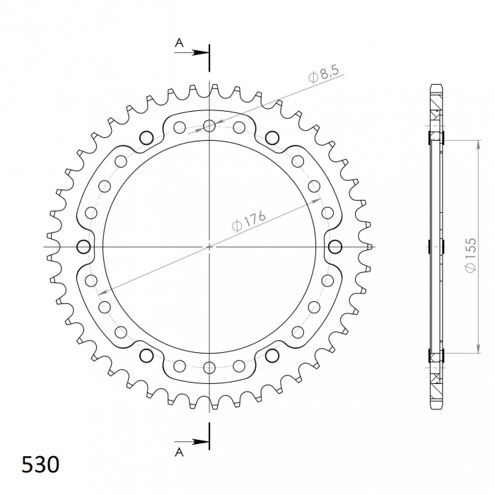 Rear sprocket SUPERSPROX STEALTH RST-2011:45-GLD auriu 45T, 530 [2]