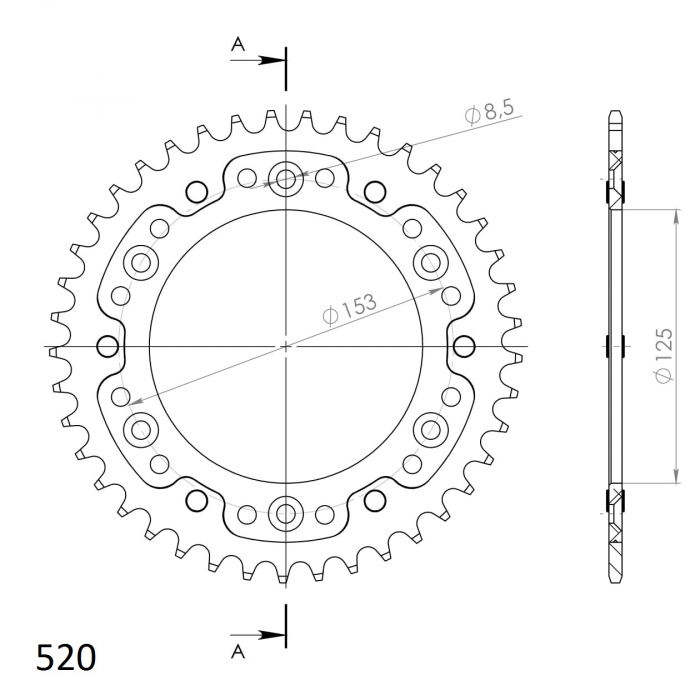 Rear sprocket SUPERSPROX STEALTH RST-210:40-BLK Negru 40T, 520 [2]