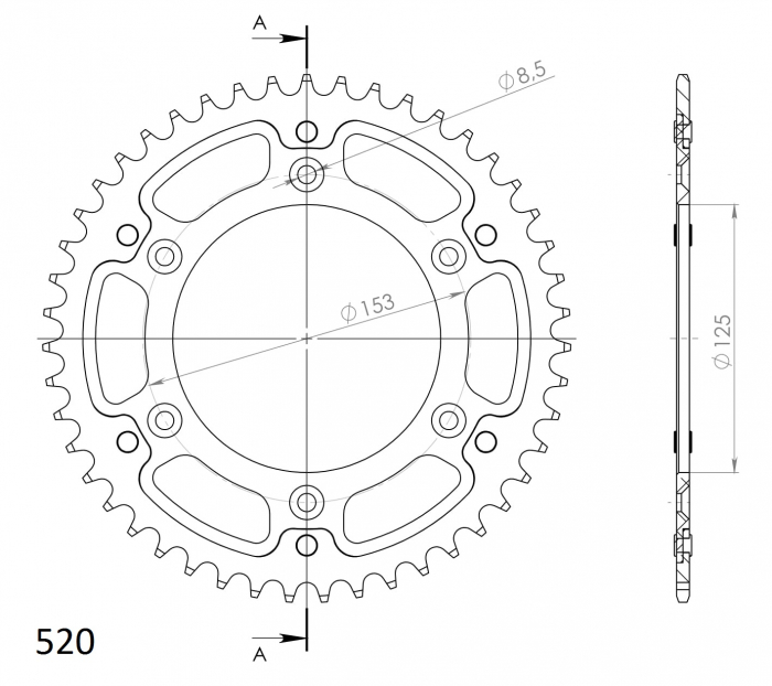 Rear sprocket SUPERSPROX STEALTH RST-210:47-GLD auriu 47T, 520 [2]