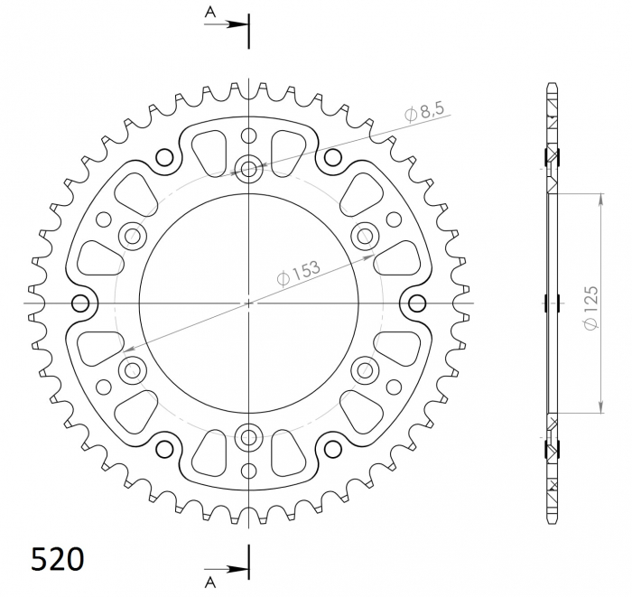 Rear sprocket SUPERSPROX STEALTH RST-210:48-RED Rosu 48T, 520 [2]