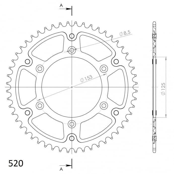 Rear sprocket SUPERSPROX STEALTH RST-210:49-RED Rosu 49T, 520 [2]