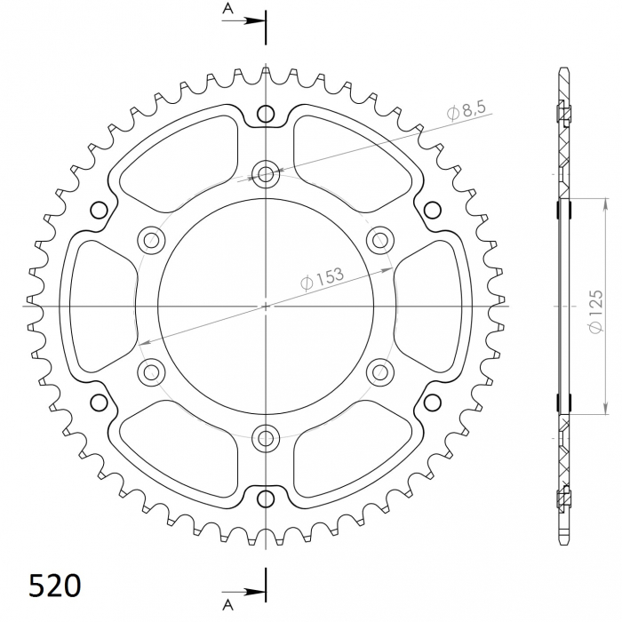 Rear sprocket SUPERSPROX STEALTH RST-210:53-GLD auriu 53T, 520 [2]