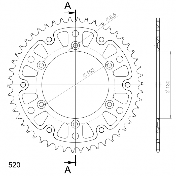 Rear sprocket SUPERSPROX STEALTH RST-244:50-GLD auriu 50T, 520 [2]