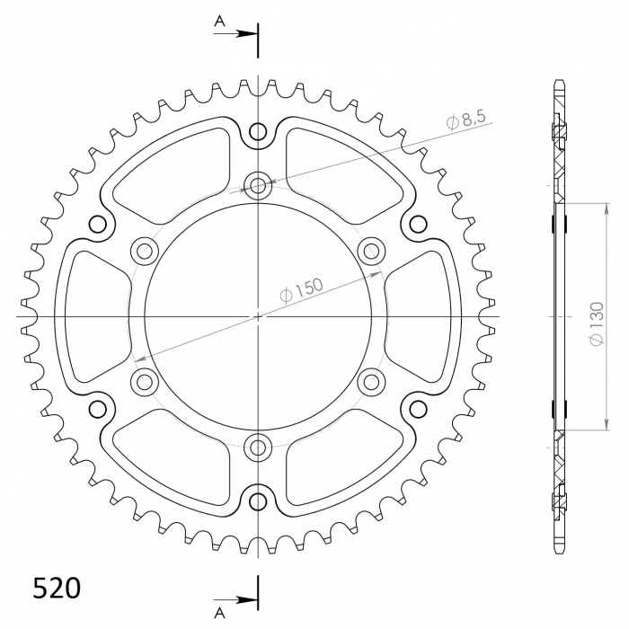 Rear sprocket SUPERSPROX STEALTH RST-245:50-BLU Albastru 50T, 520 [2]