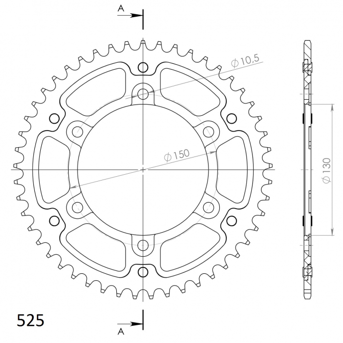 Rear sprocket SUPERSPROX STEALTH RST-300:47-GLD auriu 47T, 525 [2]
