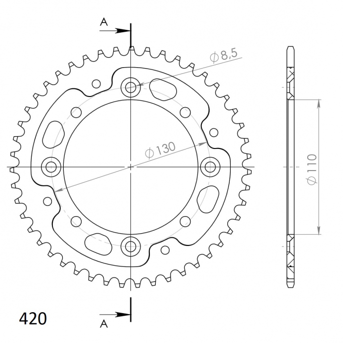 Rear sprocket SUPERSPROX STEALTH RST-455:47-GLD auriu 47T, 420 [2]