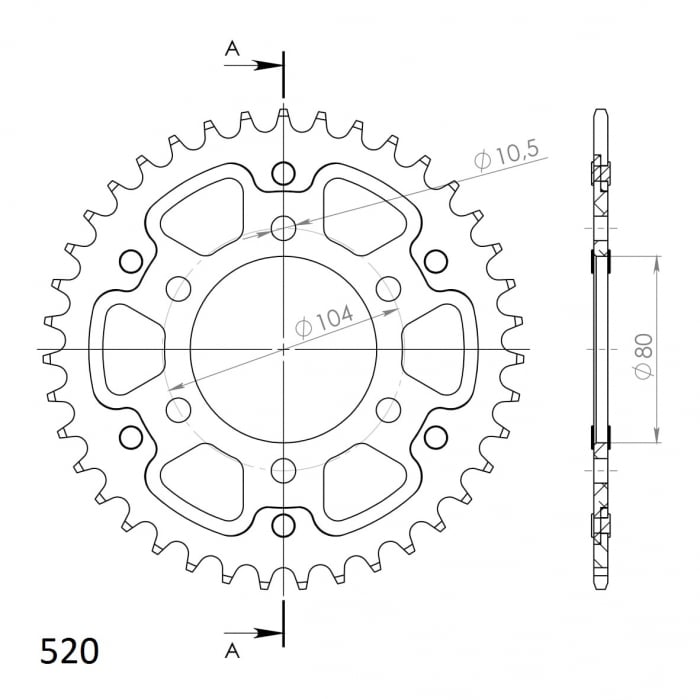 Rear sprocket SUPERSPROX STEALTH RST-478:39-BLK Negru 39T, 520 [2]