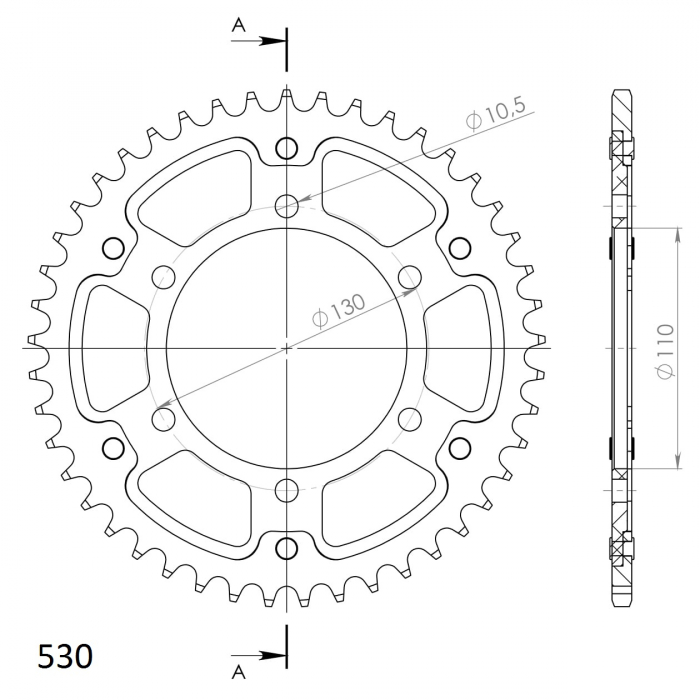 Rear sprocket SUPERSPROX STEALTH RST-479:43-GLD auriu 43T, 530 [2]