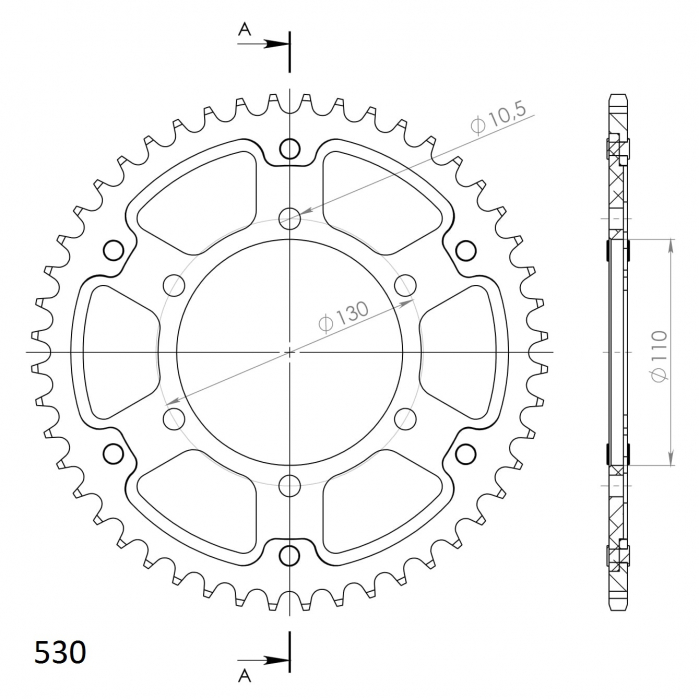 Rear sprocket SUPERSPROX STEALTH RST-479:46-GLD auriu 46T, 530 [2]