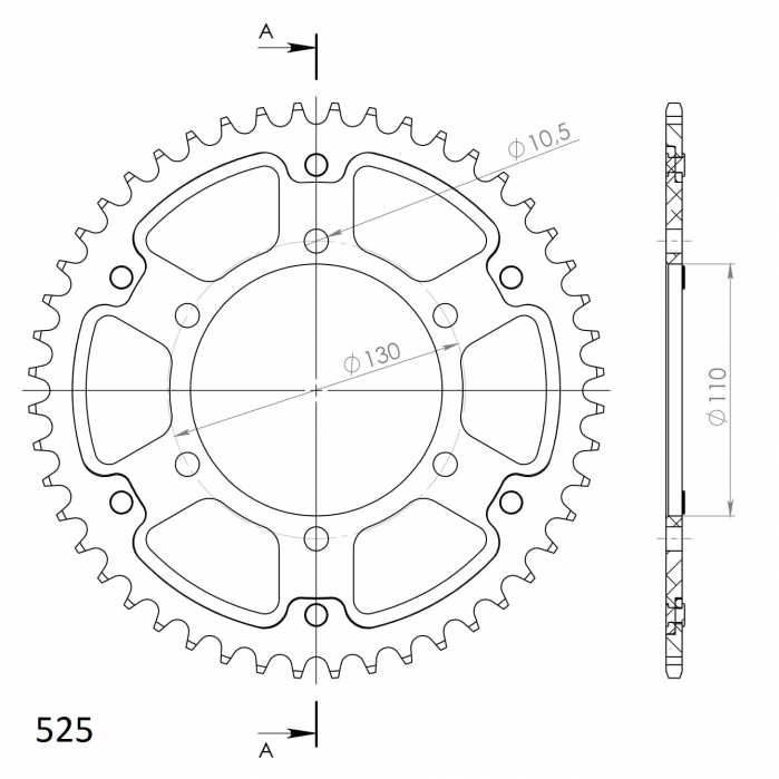 Rear sprocket SUPERSPROX STEALTH RST-480:45-GLD auriu 45T, 525 [2]