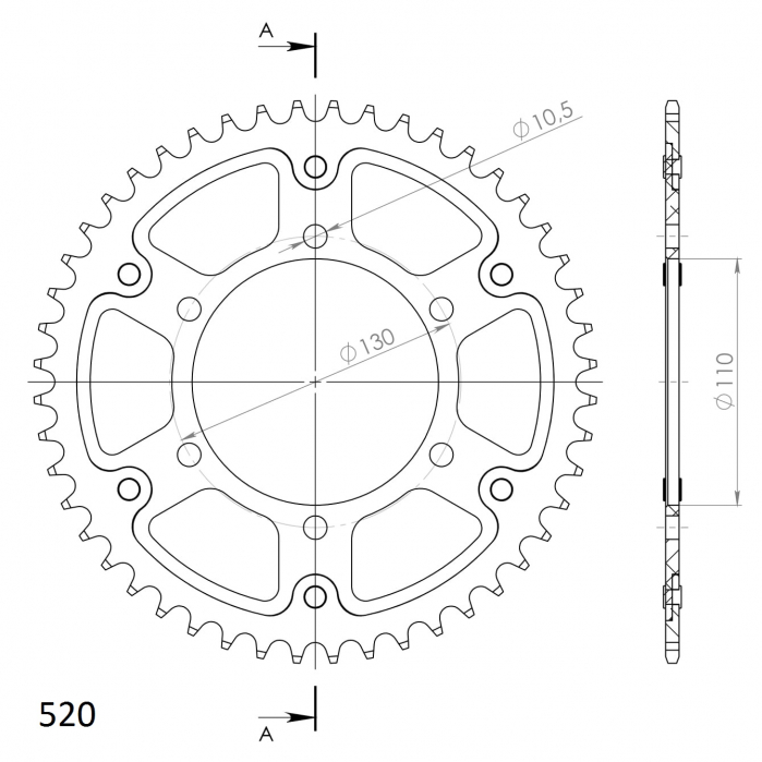 Rear sprocket SUPERSPROX STEALTH RST-486:48-GLD auriu 48T, 520 [2]