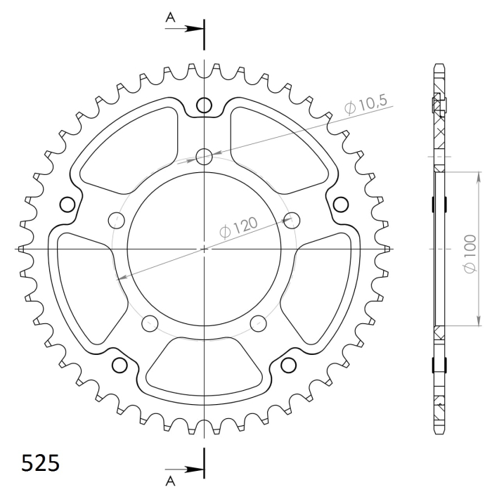 Rear sprocket SUPERSPROX STEALTH RST-702:44-GLD auriu 44T, 525 [2]