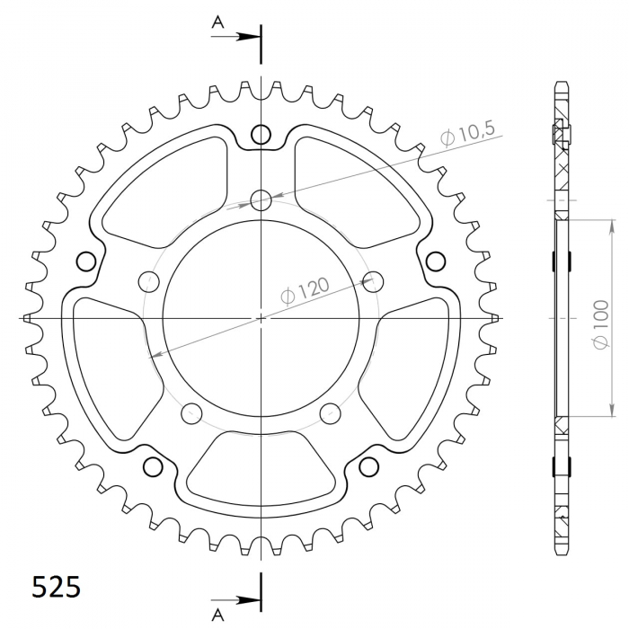 Rear sprocket SUPERSPROX STEALTH RST-702:46-BLK Negru 46T, 525 [2]