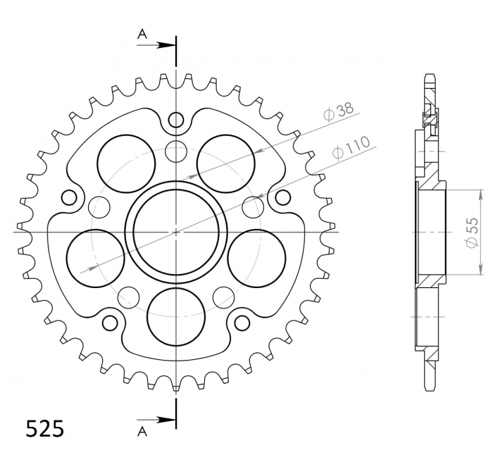 Rear sprocket SUPERSPROX STEALTH RST-733_525:39-BLK Negru 39T, 525 [2]