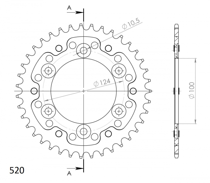 Rear sprocket SUPERSPROX STEALTH RST-735:38-BLK Negru 38T, 520 [2]