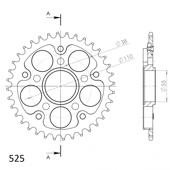 Rear sprocket SUPERSPROX STEALTH RST-736_525:36-BLK Negru 36T, 525 [2]