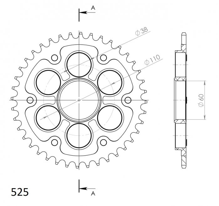 Rear sprocket SUPERSPROX STEALTH RST-737_525:40-BLK Negru 40T, 525 [2]