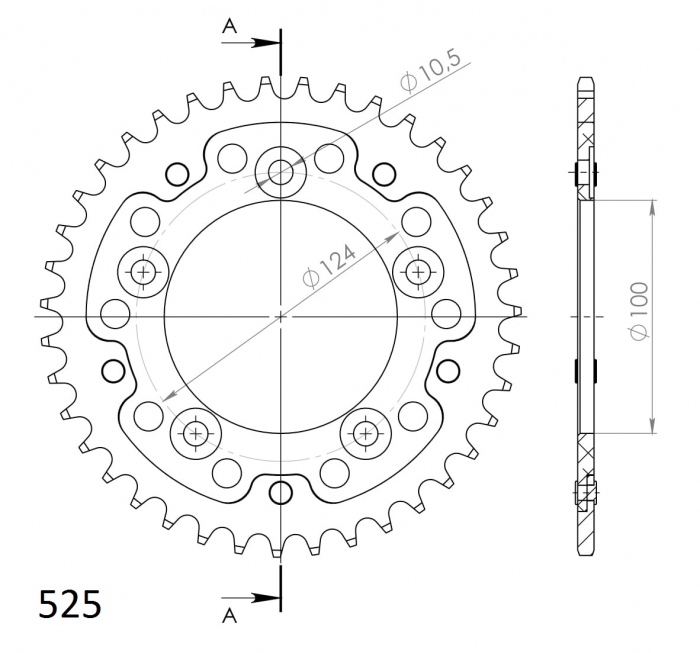 Rear sprocket SUPERSPROX STEALTH RST-744:39-GLD auriu 39T, 525 [2]