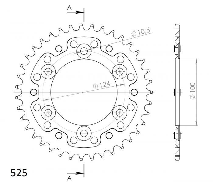 Rear sprocket SUPERSPROX STEALTH RST-745:38-BLK Negru 38T, 525 [2]