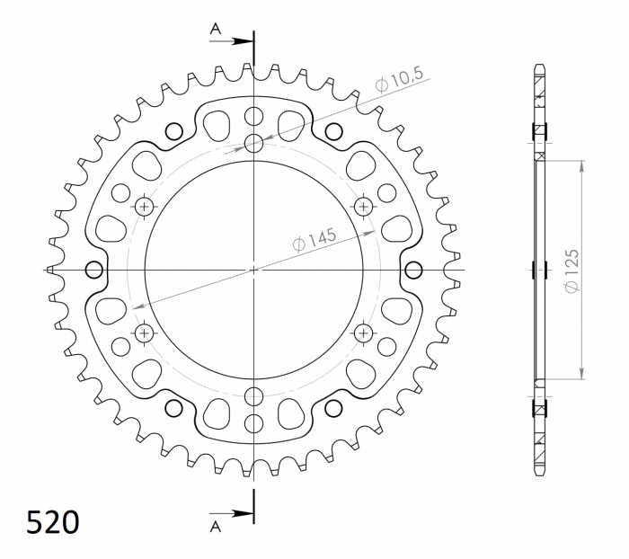 Rear sprocket SUPERSPROX STEALTH RST-855:45-BLU Albastru 45T, 520 [2]