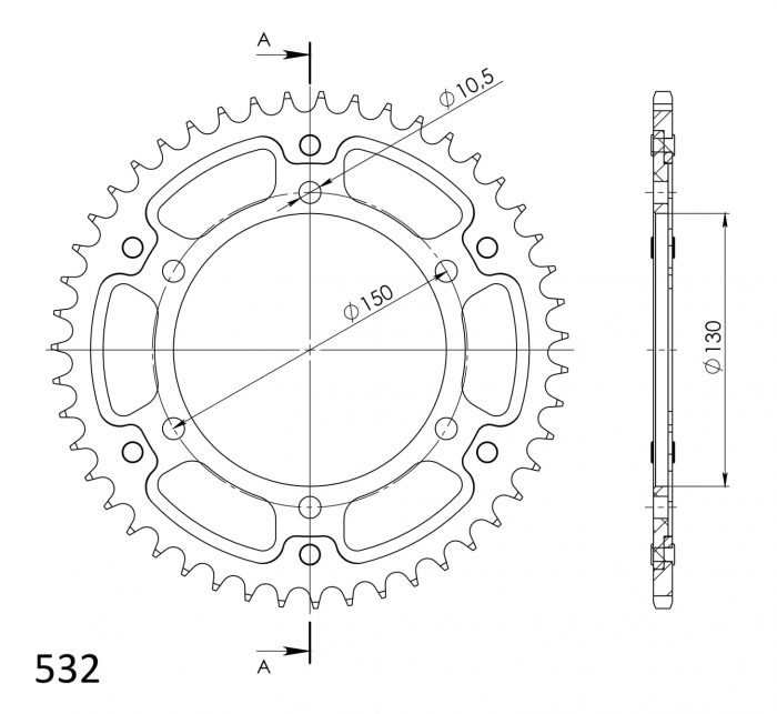 Rear sprocket SUPERSPROX STEALTH RST-866:47-GLD auriu 47T, 532 [2]