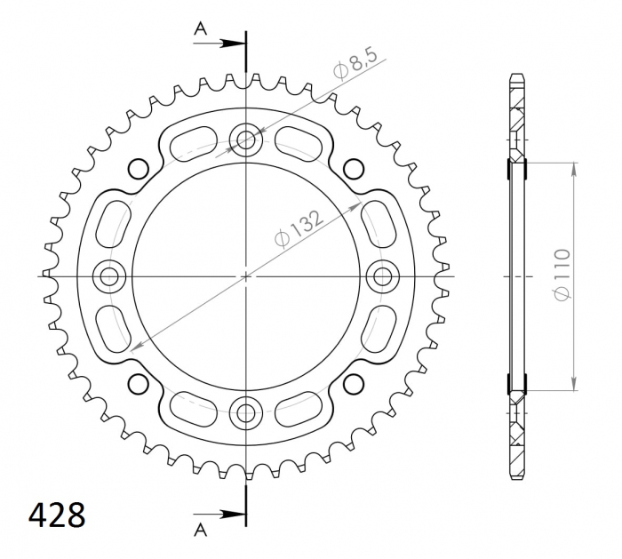 Rear sprocket SUPERSPROX STEALTH RST-898:46-GLD auriu 46T, 428 [2]