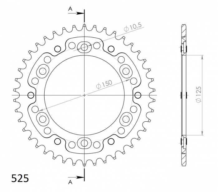 Rear sprocket SUPERSPROX STEALTH RST-899:42-GLD auriu 42T, 525 [2]