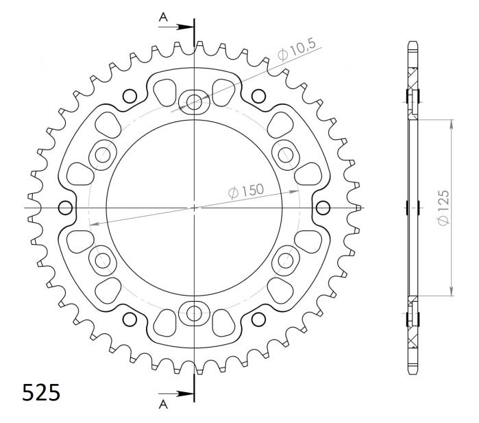 Rear sprocket SUPERSPROX STEALTH RST-899:45-GLD auriu 45T, 525 [2]