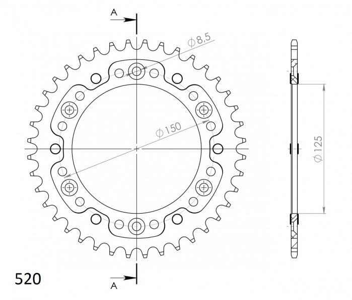 Rear sprocket SUPERSPROX STEALTH RST-990:40-GLD auriu 40T, 520 [2]