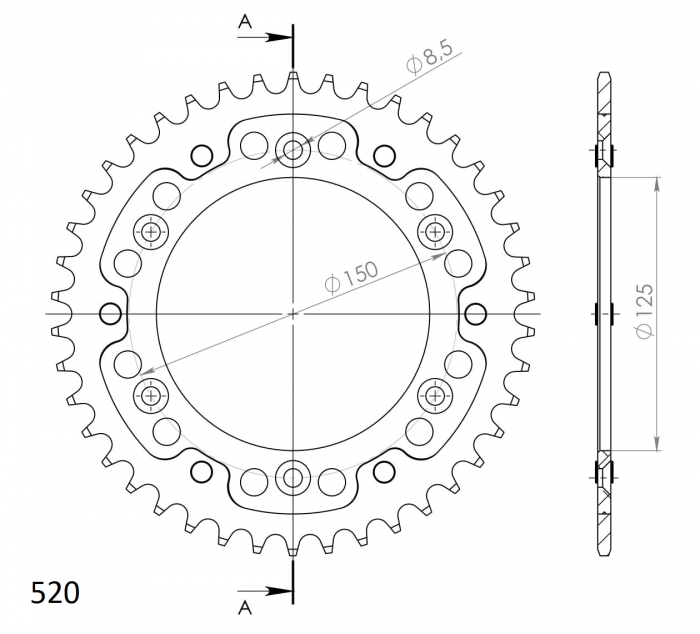 Rear sprocket SUPERSPROX STEALTH RST-990:42-GLD auriu 42T, 520 [2]