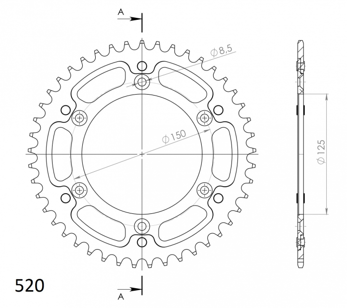 Rear sprocket SUPERSPROX STEALTH RST-990:45-GLD auriu 45T, 520 [2]