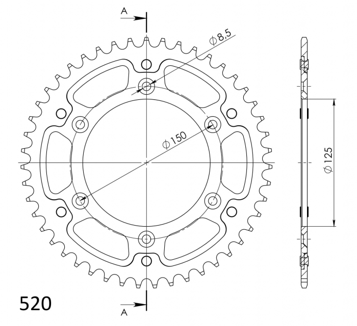 Rear sprocket SUPERSPROX STEALTH RST-990:47-GLD auriu 47T, 520 [2]