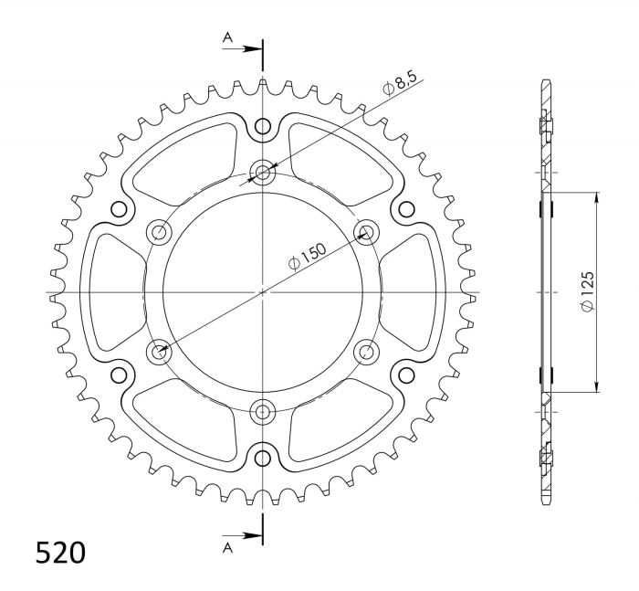 Rear sprocket SUPERSPROX STEALTH RST-990:51-GLD auriu 51T, 520 [2]