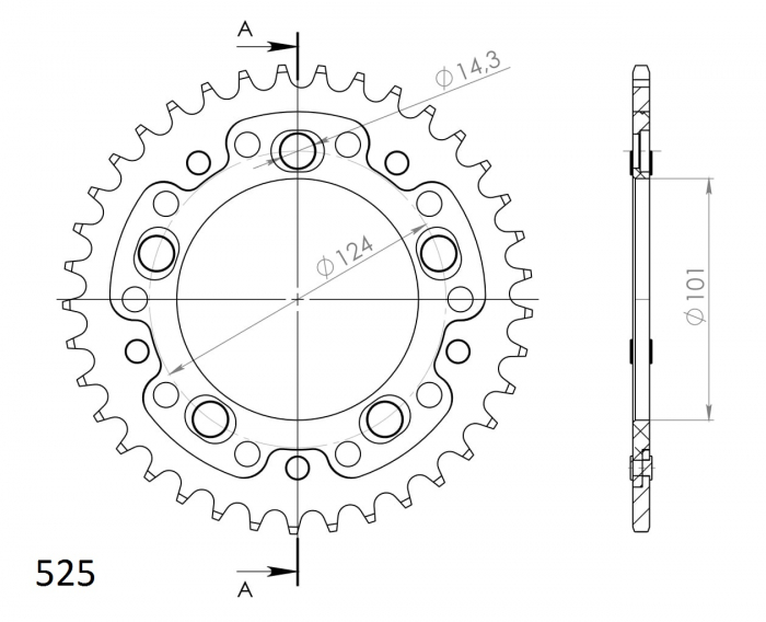 Rear sprocket SUPERSPROX STEALTH RST-991:38-GLD auriu 38T, 525 [2]