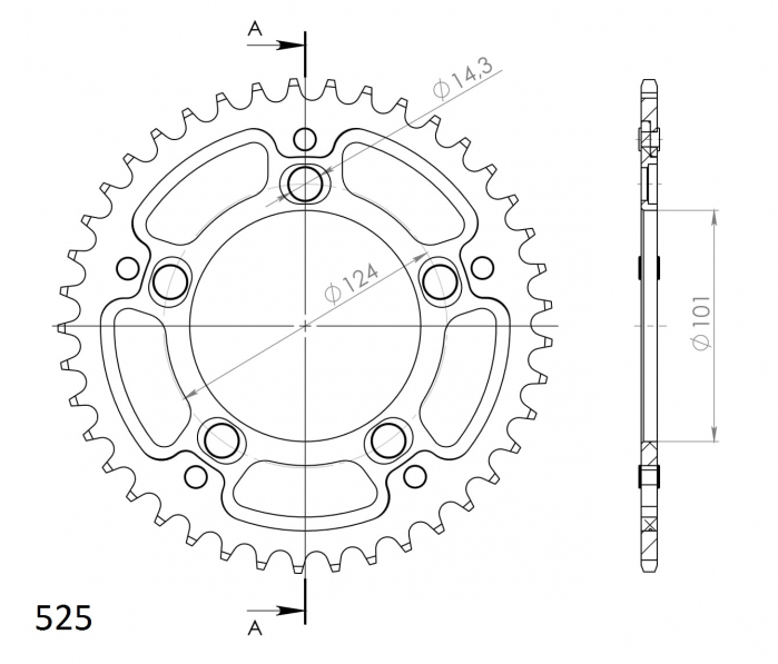 Rear sprocket SUPERSPROX STEALTH RST-991:41-ORG portocaliu 41T, 525 [2]