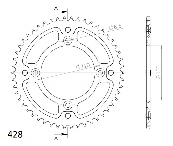 Rear sprocket SUPERSPROX STEALTH RST-998:50-BLU Albastru 50T, 428 [2]