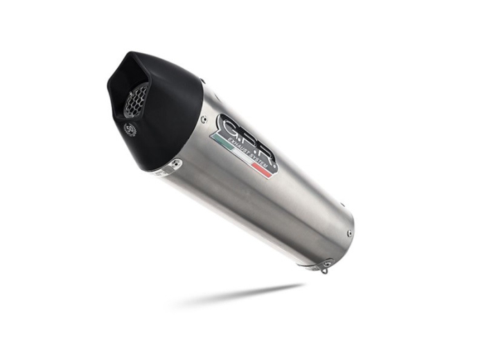 Slip-on exhaust GPR FURORE-X ACCIAIO INOX E5.BM.99.FUXIO Brushed Stainless steel including removable db killer and link pipe [1]