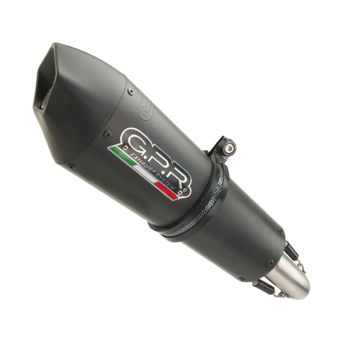 Slip-on exhaust GPR NEW GRAND PRIX EVO BLACK TITANIUM E4.KT.100.GPAN.BLT Titanium Matte Black including removable db killer and link pipe [1]