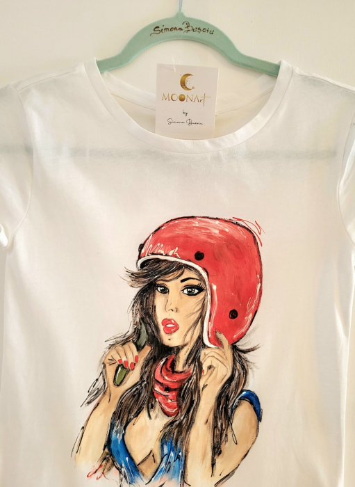 Tricou MOONArt Girl Red Helmet Lady [2]