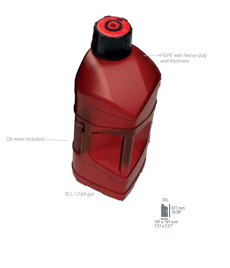 Utility can POLISPORT PROOCTANE 10 l with standard cap + 100 ml mixer + hose clear red [2]