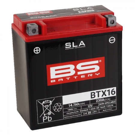 Piese moto - Baterie activata din fabrica BS-BATTERY BTX16H (FA) SLA MAX