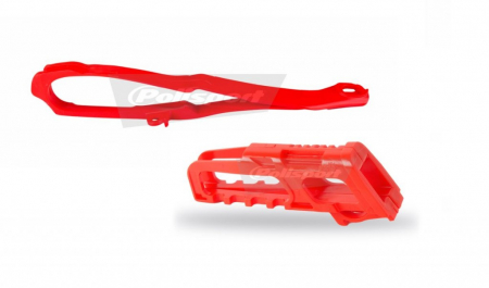 Piese moto - Chain guide / slider kit POLISPORT red CR 04