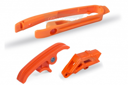 Piese moto - Chain guide / slider / sliding piece kit POLISPORT orange KTM
