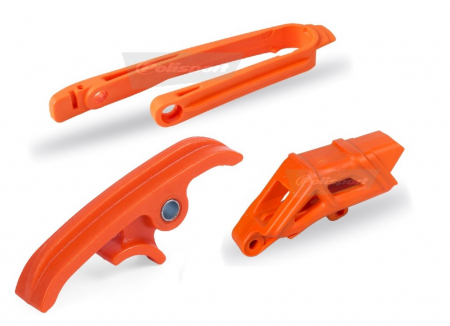 Piese moto - Chain guide / slider / sliding piece kit POLISPORT orange KTM
