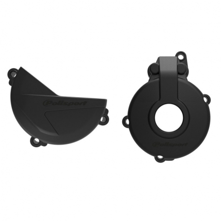 Piese moto - Clutch and ignition cover protector kit POLISPORT 91006 Negru