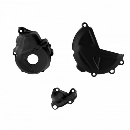 Piese moto - Clutch and ignition cover protector kit POLISPORT 91322 Negru